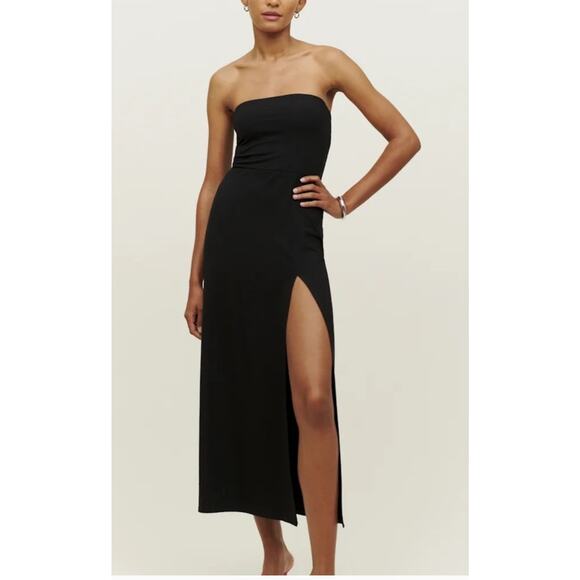Reformation Hansen side slit maxi dress Med Tencel LBD minimal quiet luxury - Picture 1 of 12
